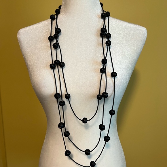Necklace-one-of-a-kind, leather and lava beads - Picture 6 of 8